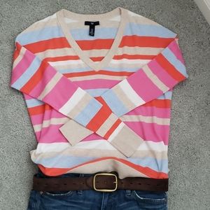 V Neck Striped Sweater